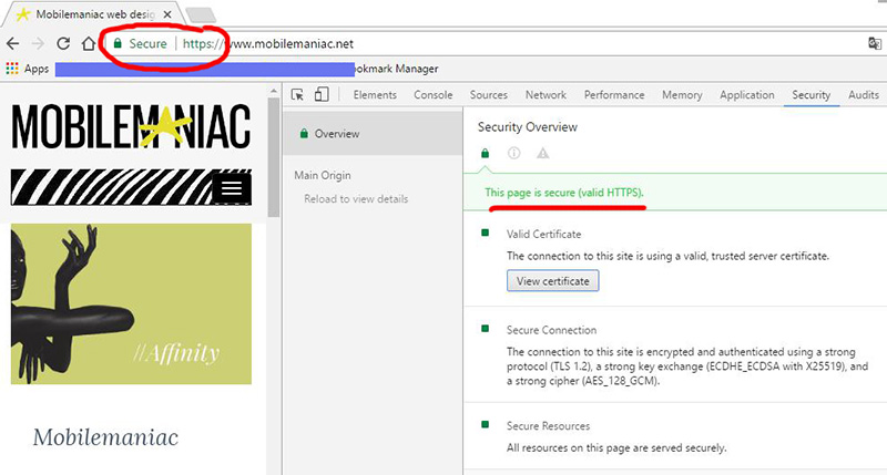 ssl tls certificate with lock in url